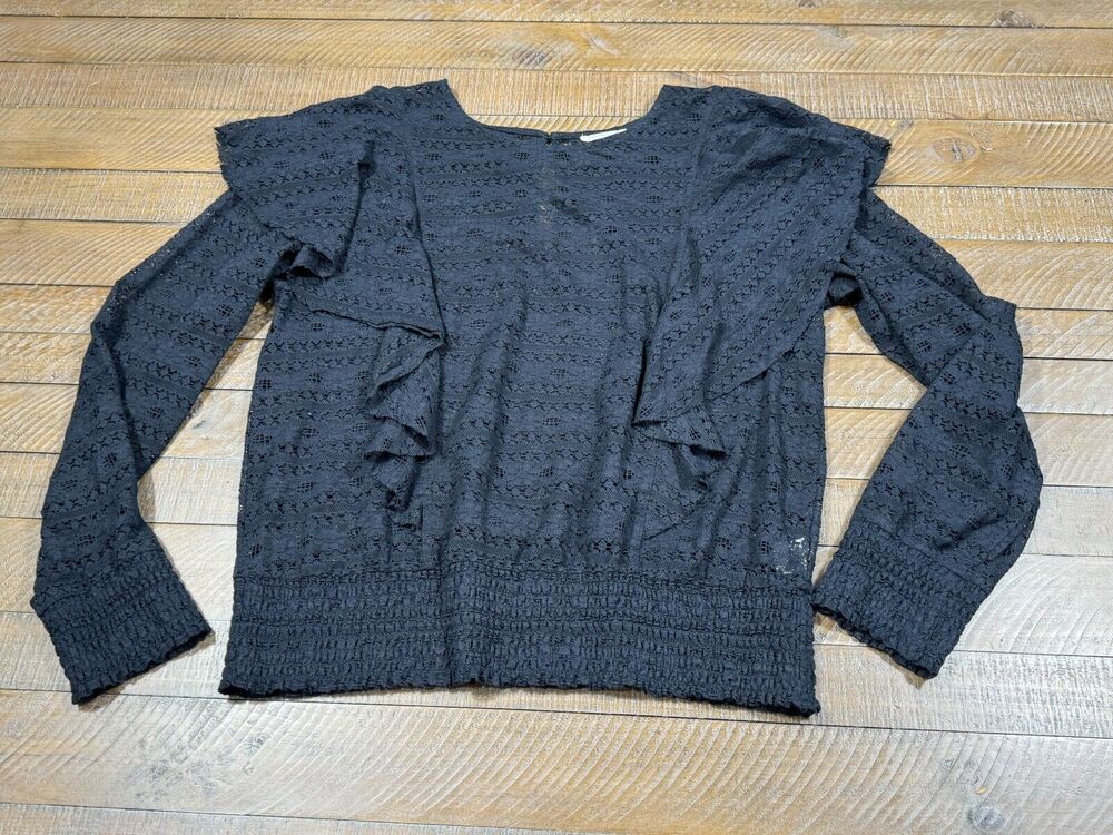 Melrose and Market Black Ruffle Lace Blouse - Women's Petite XL